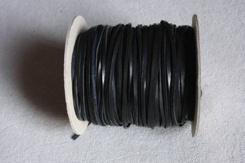 10 Meter Lederb&auml;nder - Wasserb&uuml;ffellederband Schwarz - 2 mm