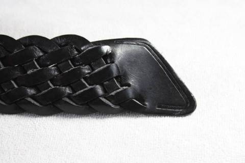 Gepflochtener-Leder-Riemen - Schwarz 05 - 35 mm - Bild: A1