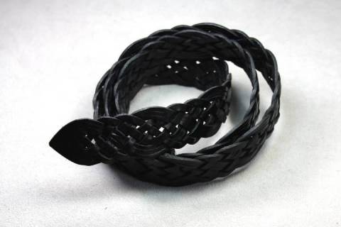 Gepflochtener-Leder-Riemen - 04 Schwarz - 35 mm