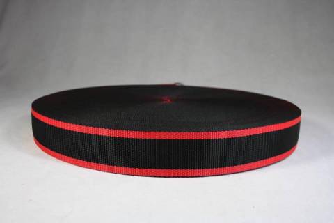 Gurtb&auml;nder-Mustergurtband schwarz/rot 50 mm