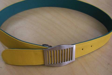 Leder Wendeg&uuml;rtel Gelb - Gr&uuml;n 162 - Bild: A1