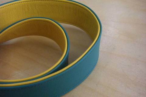 Leder Wendeg&uuml;rtel Gelb - Gr&uuml;n 162 - Bild: A5