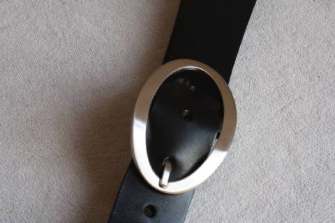 Ovaler Lederg&uuml;rtel Messing - 35 mm - 033 - Bild: A2