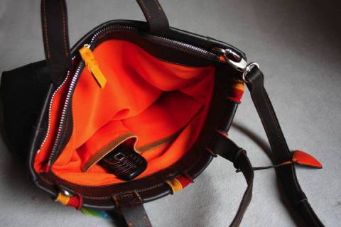 Mywalit Lederschultertaschen Braun - Orange 609-63 - Bild: A1