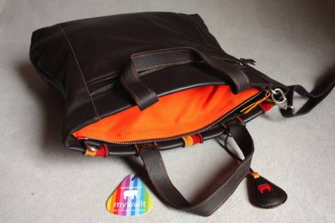 Mywalit Lederschultertaschen Braun - Orange 609-63 - Bild: A2