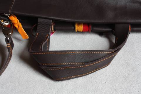 Mywalit Lederschultertaschen Braun - Orange 609-63 - Bild: A4