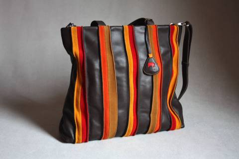 Mywalit Lederschultertaschen Braun - Orange 609-63 - Bild: A7