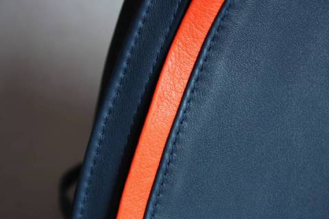 Olbrish b - Lederrucksack - Lenz Blau / Orange - Bild: A7