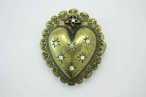 Herz - Strass - G&uuml;rtelschnallen Altmessing 40 mm 004-N1